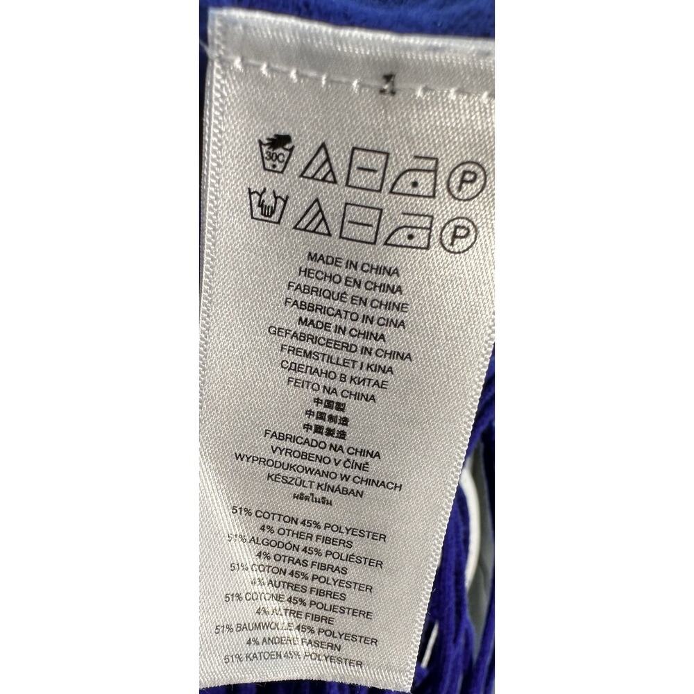 Michael Kors Womens M Royal Blue Fringe Hem Cowl Neck Sweater Cotton Blend - Picture 8 of 8